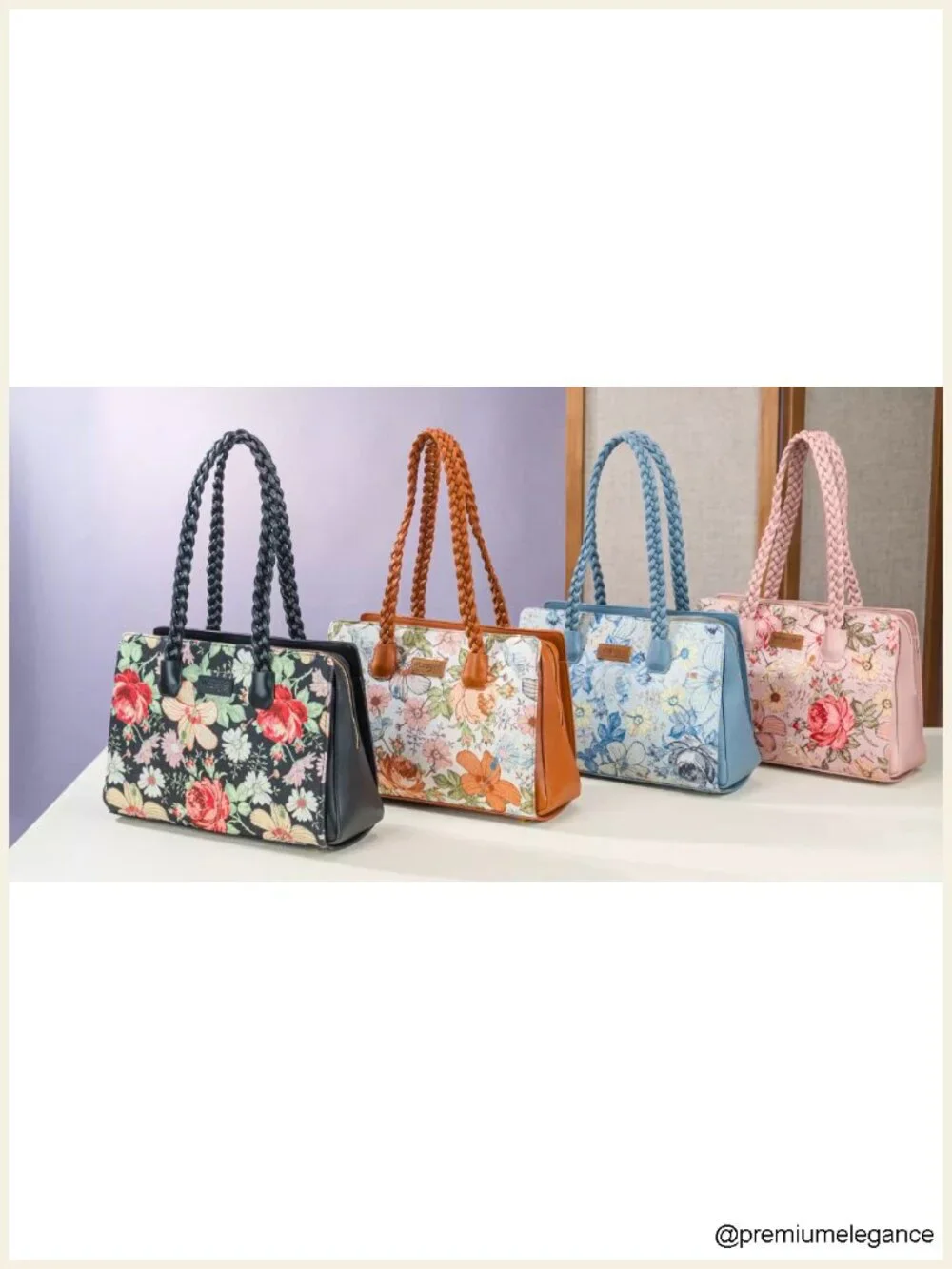 Western Floral Braided Satchel Bag Faux Leather Tote Purse
